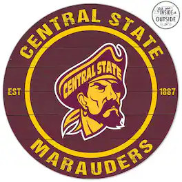 Jardine - Central State Marauders 20'' x 20'' Indoor/Outdoor Weathered Circle Sign - Maroon