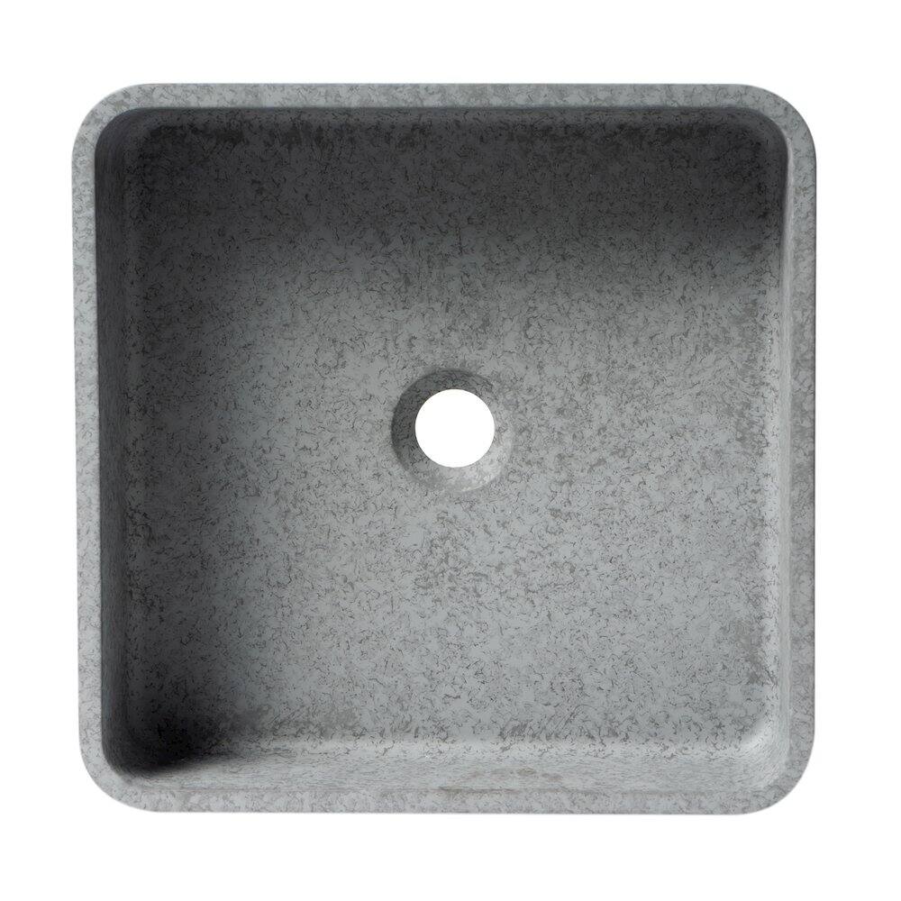 Alt View 1. Alfi - 16" Solid Concrete Chiseled Style Square Above Mount Vessel Sink - Gray.
