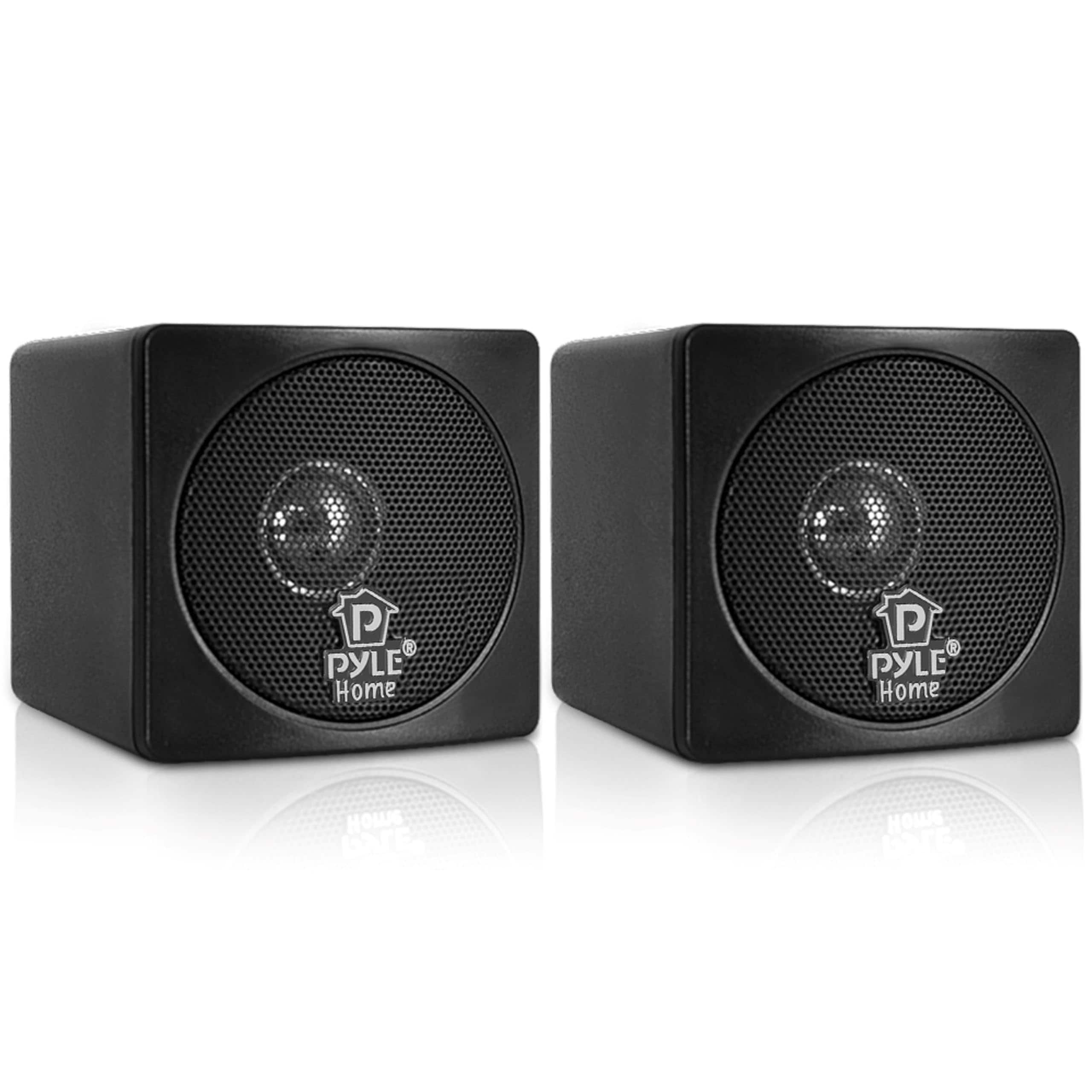 Pyle - Home PCB3BK 3-Inch Mini Cube Bookshelf Speakers – 100W, Pair - Black