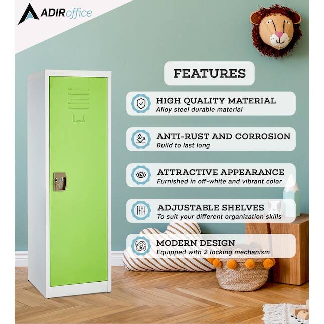 ADIRoffice FEATURES
HIGH QUALITY MATERIAL Alloy steel durable material
ANTI-RUST AND CORROSION Build to last long
ATTRACTIVE APPEARANCE Furnished in off-white and vibrant color
ADJUSTABLE SHELVES To suit your different organization skills
MODERN DESIGN Equipped with 2 locking mechanism