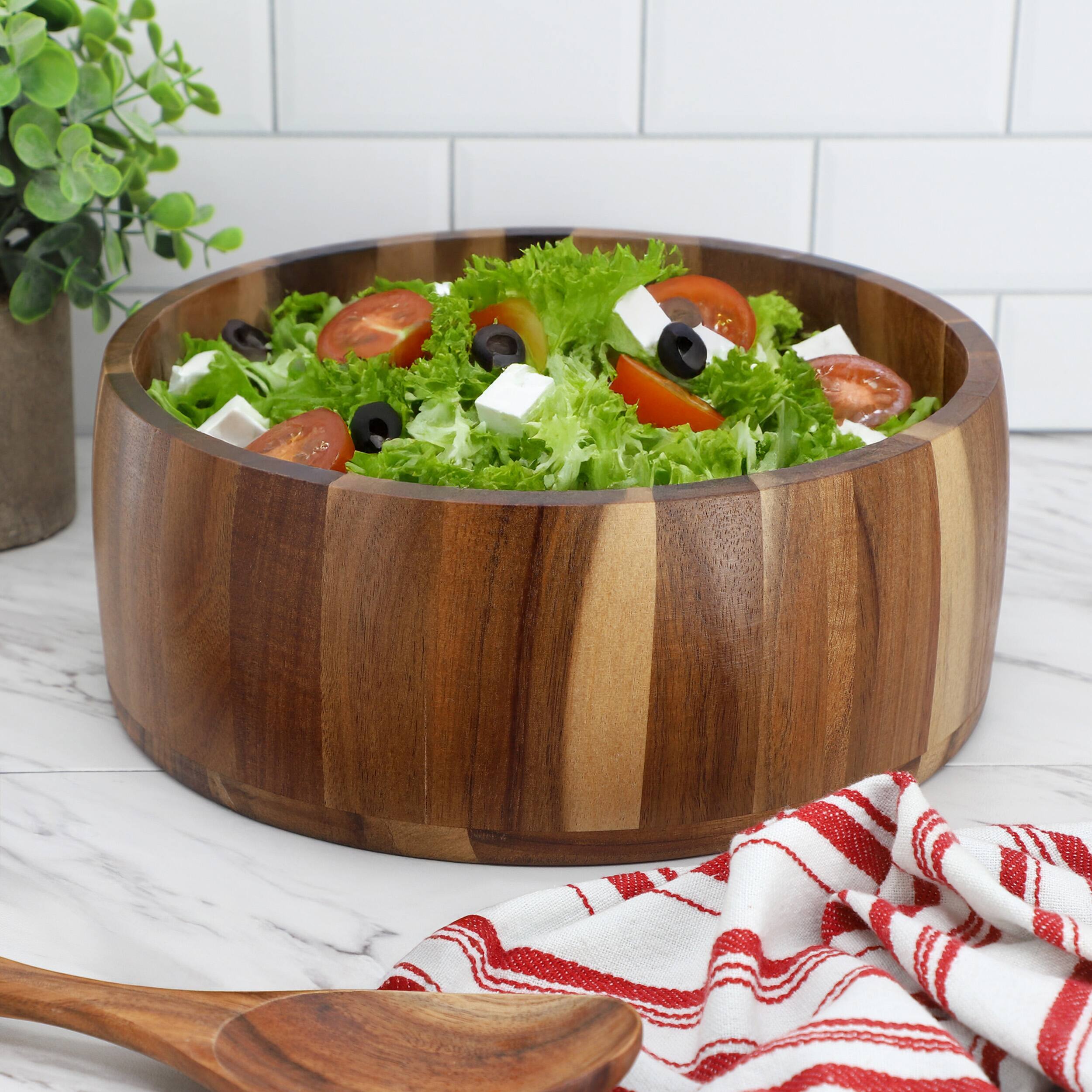 Alt View 5. MegaChef - MegaChef 9.75 Inch Large Acacia Wood Salad Bowl - Brown.