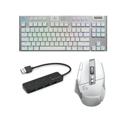 Angle. Logitech - Logitech G915 TKL Tenkeyless Lightspeed Wireless RGB Gaming Keyboard Bundle - Grey.
