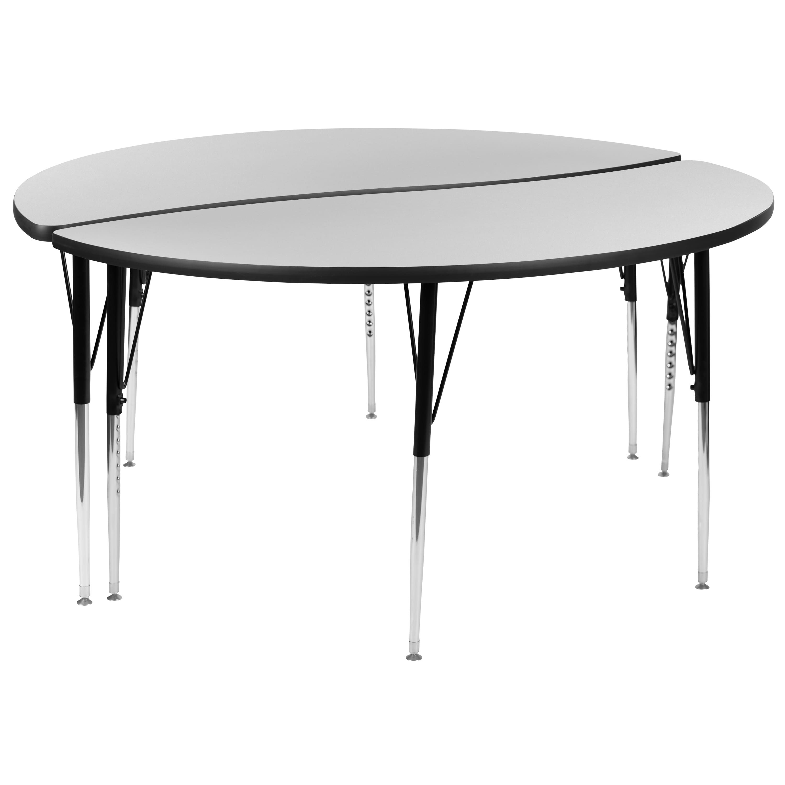 "Flash Furniture - Emmy 2 Piece Emmy 60"" Circle Wave Flexible Grey Thermal Laminate Activity Table Set - Standard Height Adjustable Legs - Gray" price history on PriceWatchPro