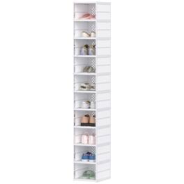 Homcom - Plastic Shoe Boxes, 10 Pack Foldable Shoe Storage Boxes with Clear Door, No Assembly - White
