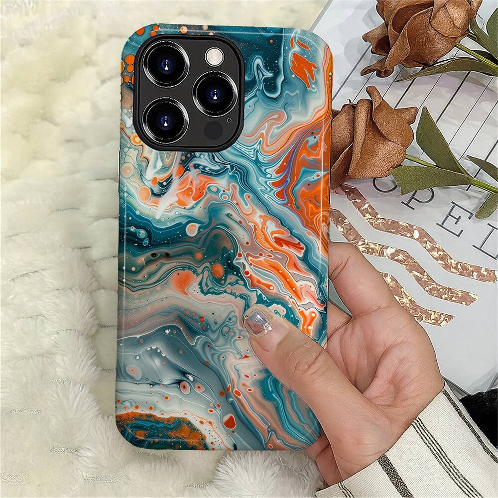 Alt View 3. BUBM - Smartphone Case for iPhone - 2-Layer Durable Smartphone Protection Case - Aqua Flux - Aqua Flux for iPhone 16 Pro Max.