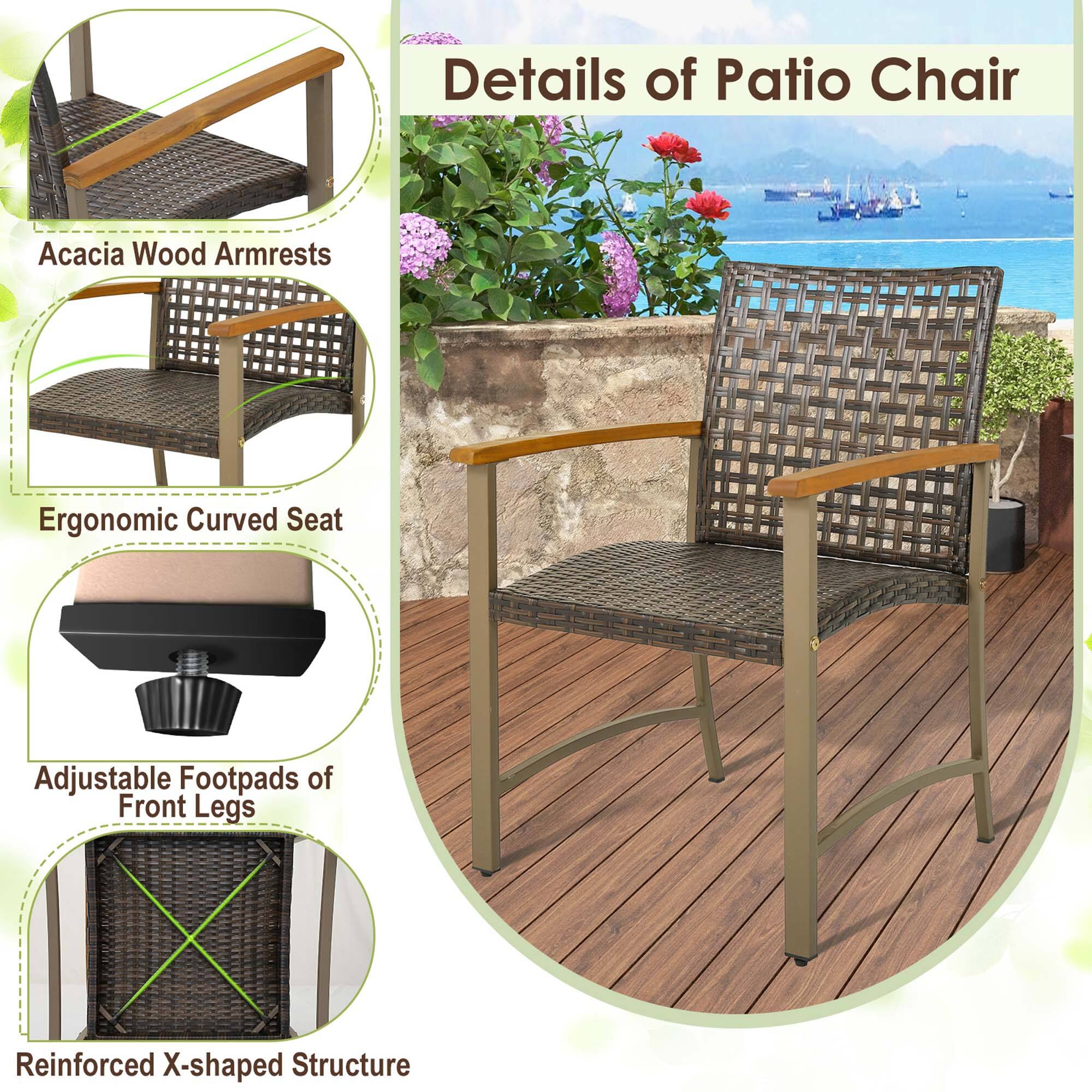 Details of Patio Chair

- Acacia Wood Armrests
- Ergonomic Curved Seat
- Adjustable Footpads of Front Legs
- Reinforced X-shaped Structure