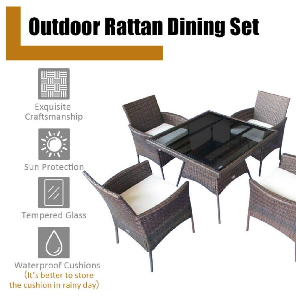 Outdoor Rattan Dining Set

- Exquisite Craftsmanship
- Sun Protection
- Tempered Glass
- Waterproof Cushions (It's better to store the cushion in rainy day)