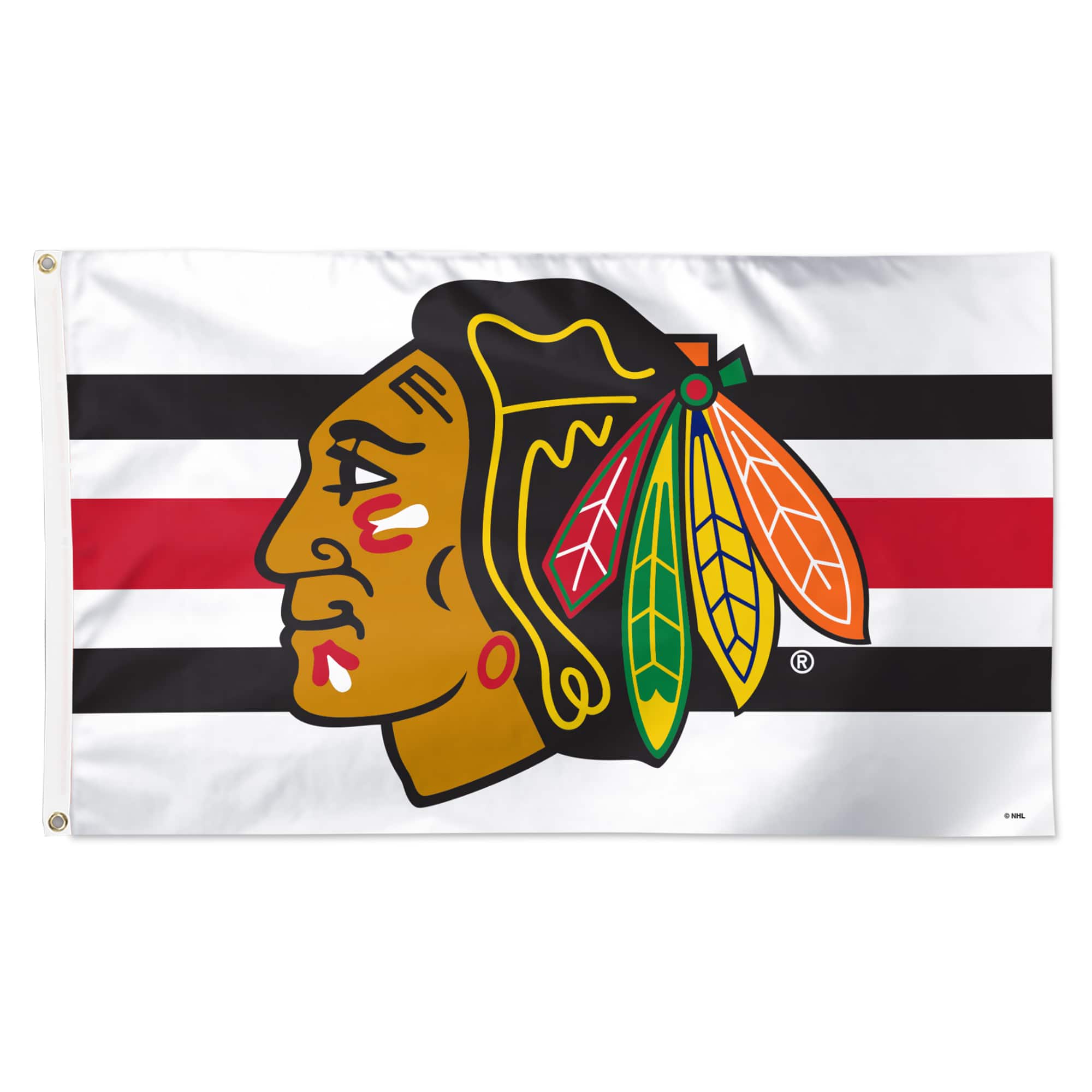 WinCraft - Chicago Blackhawks 3' x 5' Horizontal Stripe Deluxe Single-Sided Flag - White