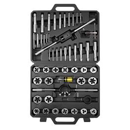 VEVOR - Tap and Die Set, 51-Piece SAE Sizes 1/4" to 1", with Coarse and Fine Thread Taps and Dies, Wrench, Carrying Case - Black