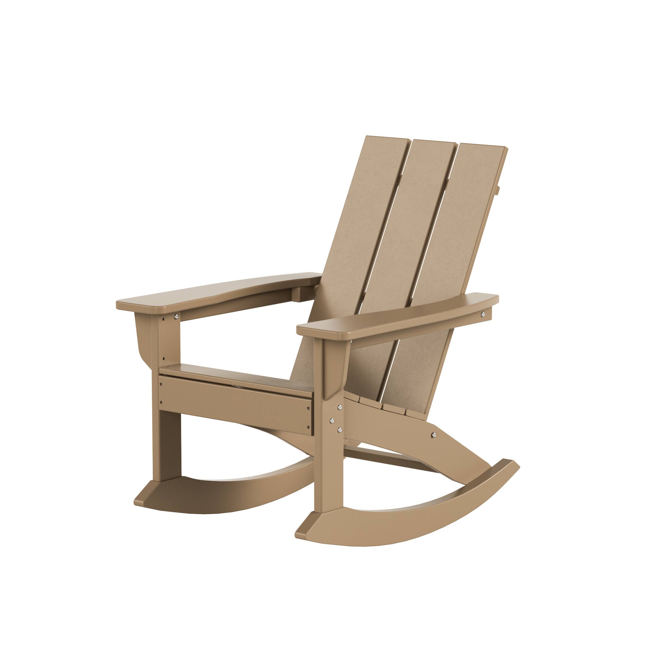 Alt View 5. WestinTrends - WestinTrends Ashore Outdoor Patio Modern Adirondack Rocking Chair - Weathered Wood.