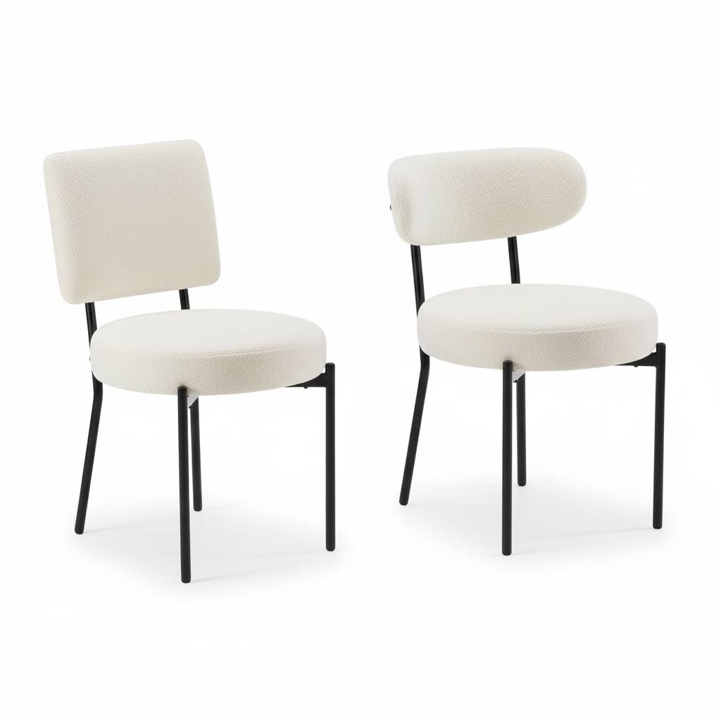 Front. AOITUN - Boucle Dining Chairs for Daily Comfort, Set of 2 with Memory Foam Seating, Ideal for College Dorm Rooms or Home Spaces - White.