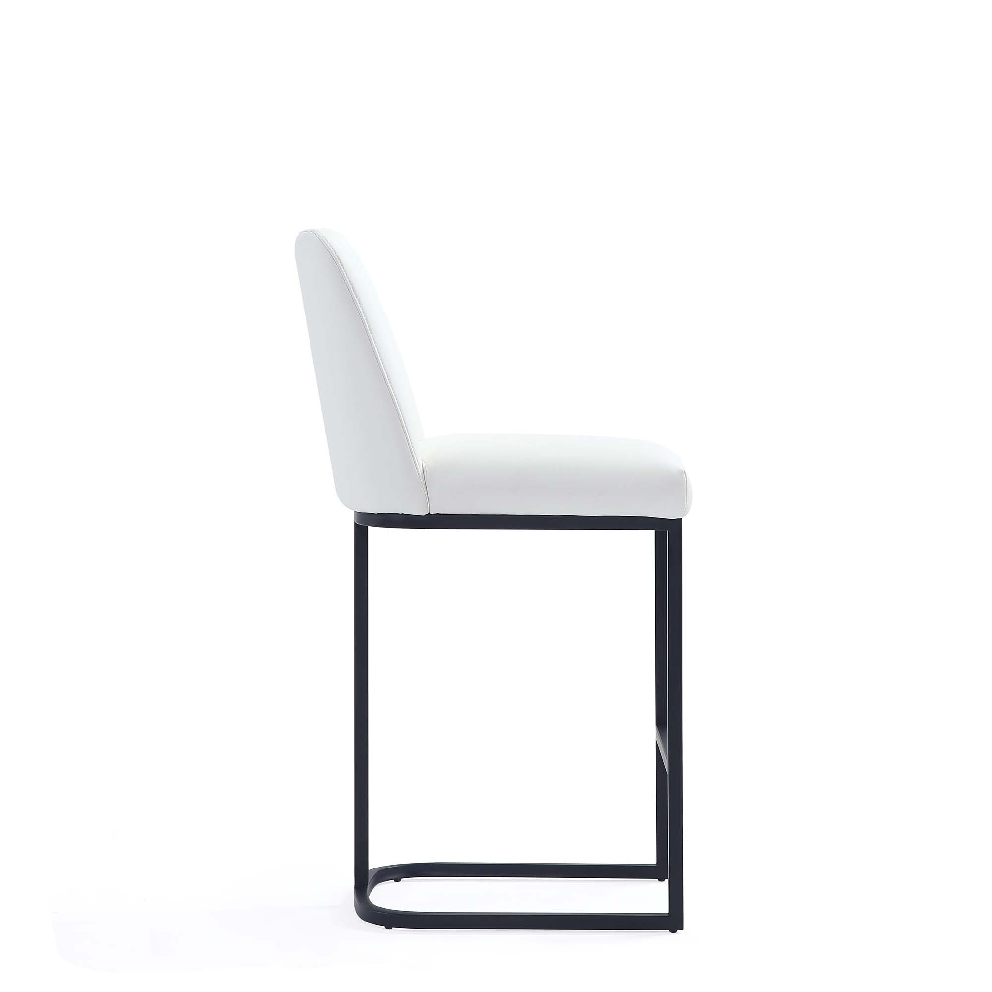 Alt View 3. Manhattan Comfort - Serena Modern Metal Upholstered Counter Stool - Set of 3 - White.