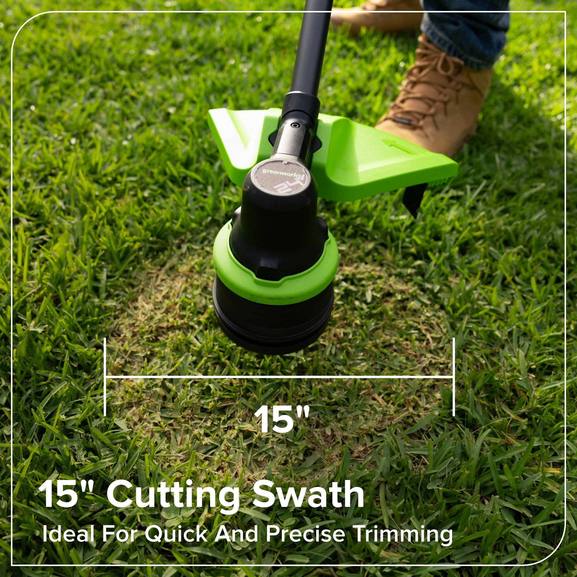 greenworks  
15" Cutting Swath  
Ideal For Quick And Precise Trimming