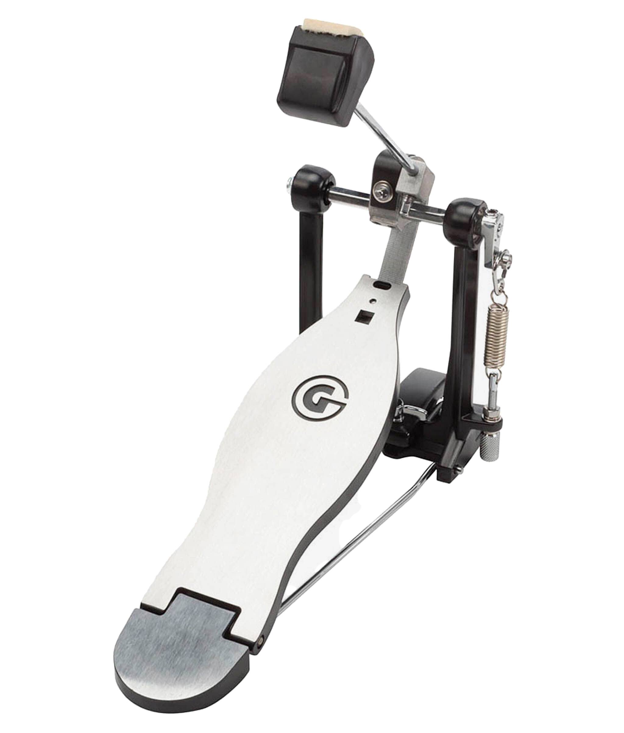 Angle. Gibraltar Hardware - 4000 Series Strap Drive Bass Drum Pedal, Lightweight All-Metal Frame, with G-Stamped Footboard Dual Surface Beater.