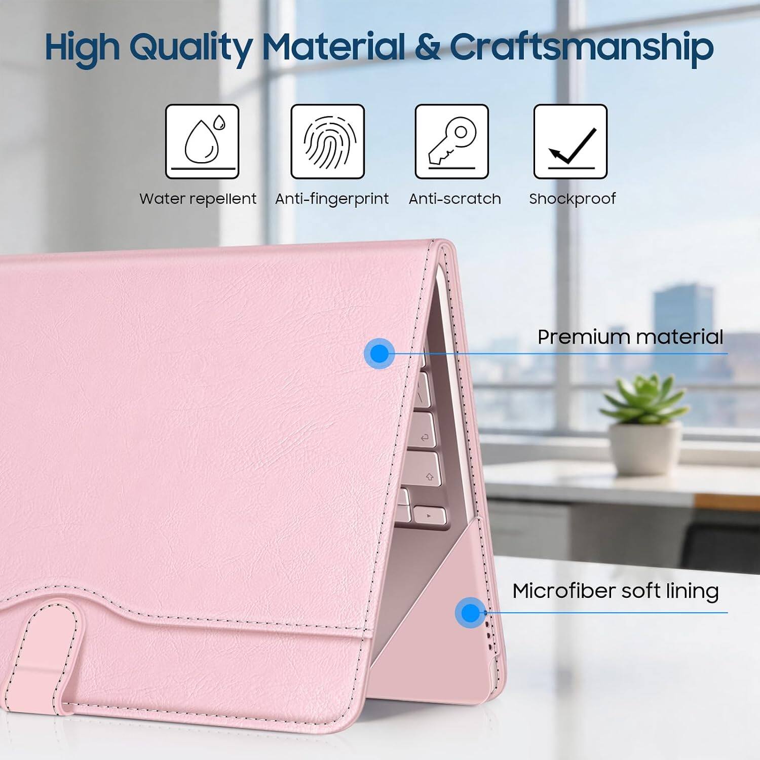 High Quality Material & Craftsmanship

- Water repellent
- Anti-fingerprint
- Anti-scratch
- Shockproof

Premium material

Microfiber soft lining
