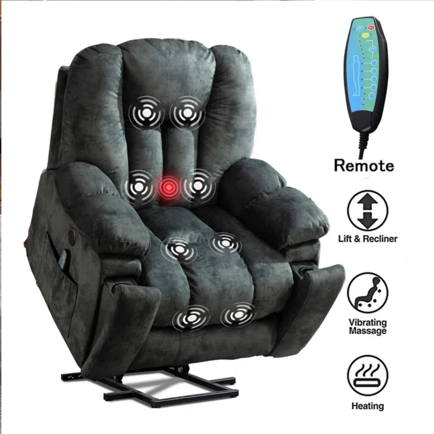 Remote Lift & Recliner Vibrating Massage Heating