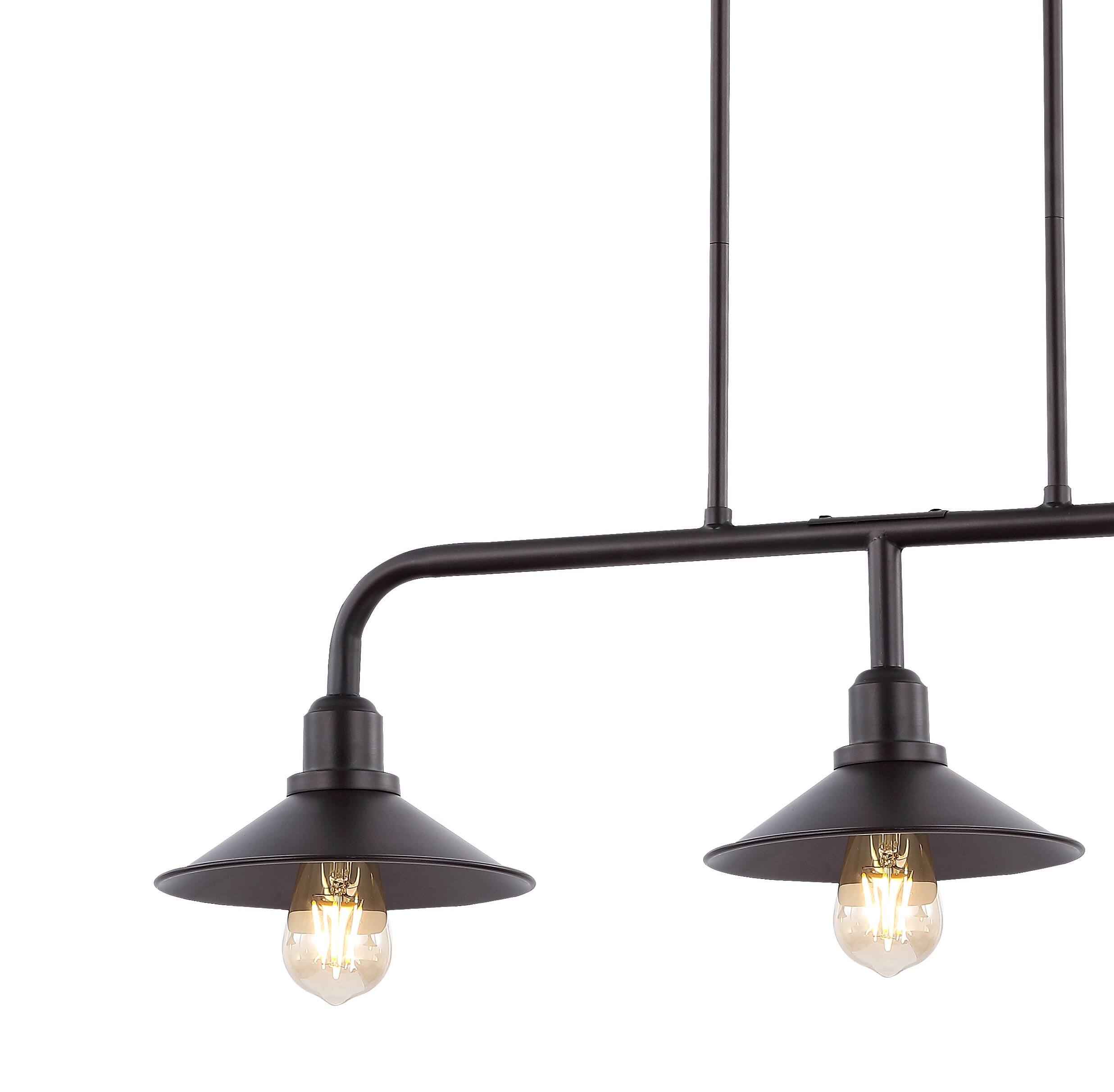 Alt View 4. Jonathan Y - Cade 34.25" 3-Light Metal Farmhouse Industrial LED Pendant, Oil Rubbed Bronze - Oil Rubbed Bronze.