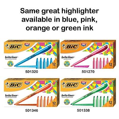 Same great highlighter available in blue, pink, orange or green ink

- BIC Briteliner 12, 501320 (Blue)
- BIC Briteliner 12, 501270 (Pink)
- BIC Briteliner 12, 501346 (Orange)
- BIC Briteliner 12, 501338 (Green)
