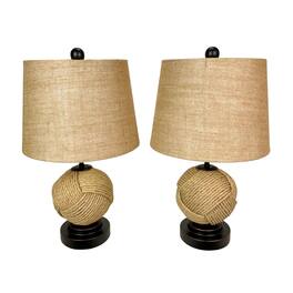 Things2Die4 - Set of 2 Nautical Rope Table Lamps 22.5" Coastal Beach Decor Accent Lighting - Natural
