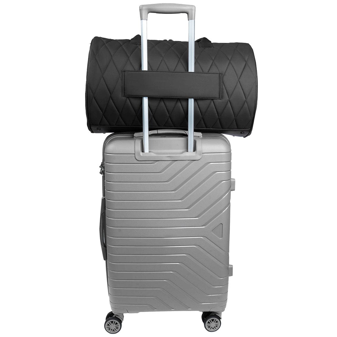 Alt View 5. Max Studio - 20-Inch Large Nylon Diamond-Quilted Roll-Front Duffle Bag - 236-CHOCOLATE.