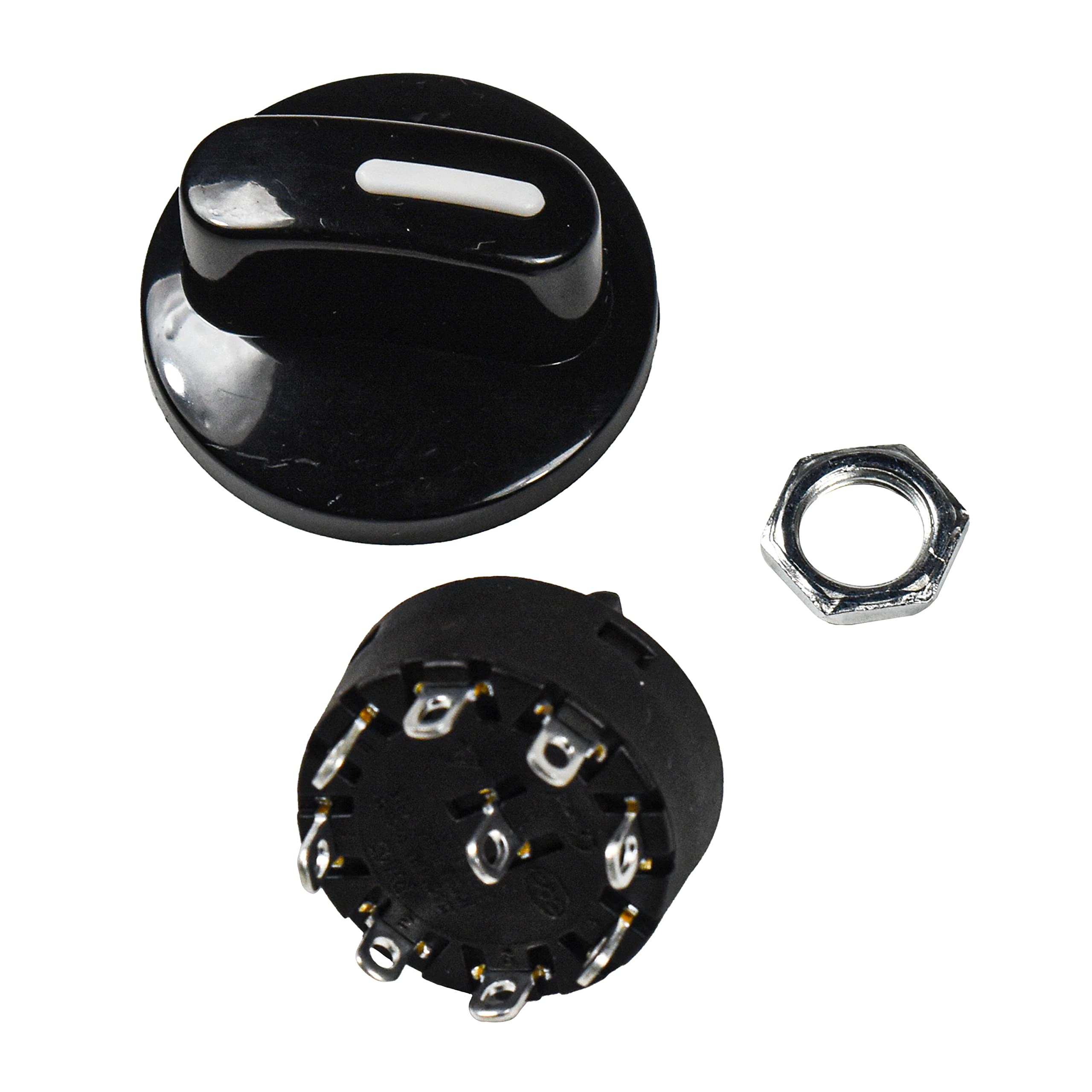 Left. HQRP - Rotary Selector Switch with Knob, SP8T 1-Pole 8 Position, 8 A 120 V AC - black.