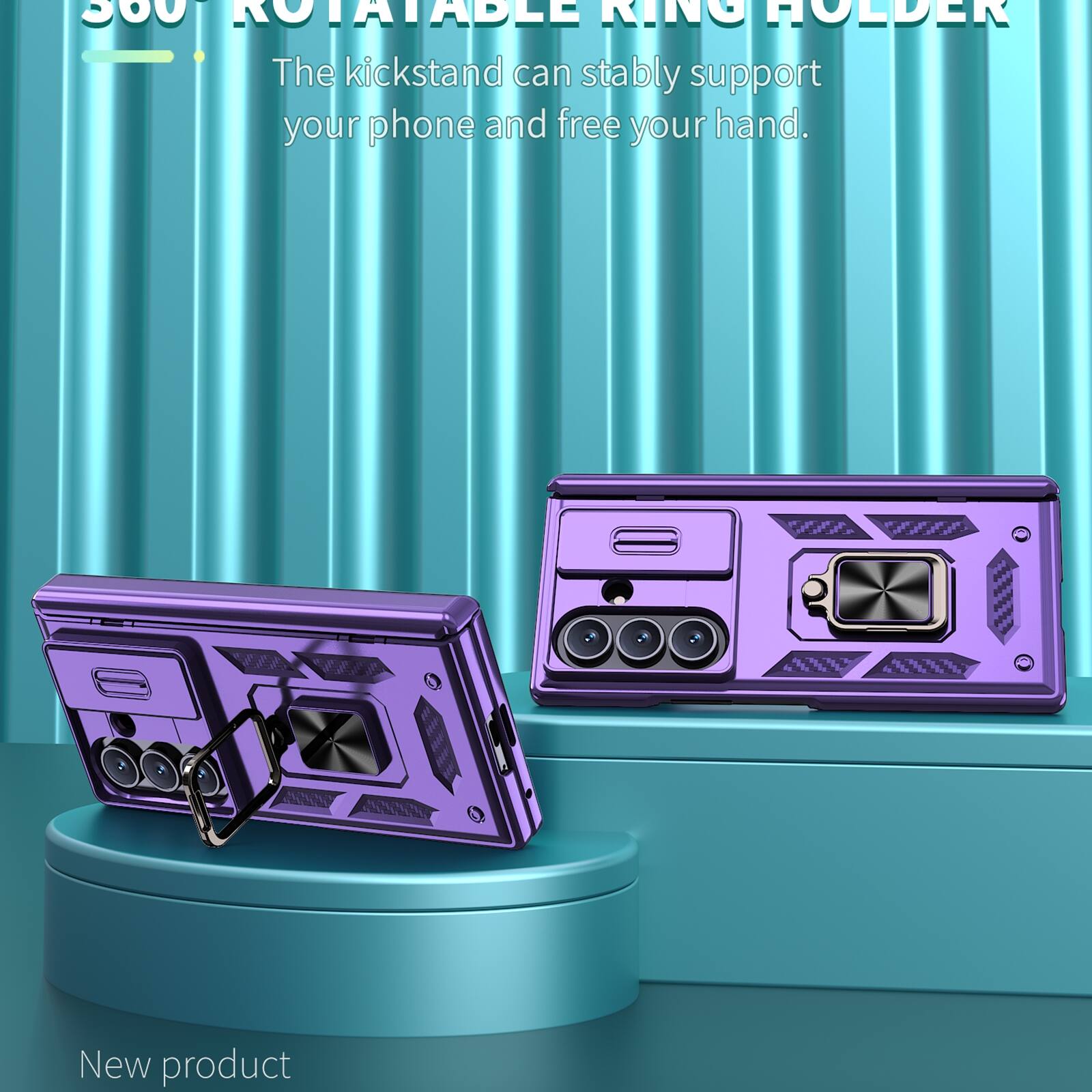 360° ROTATABLE RING HOLDER  
The kickstand can stably support your phone and free your hand.  
New product