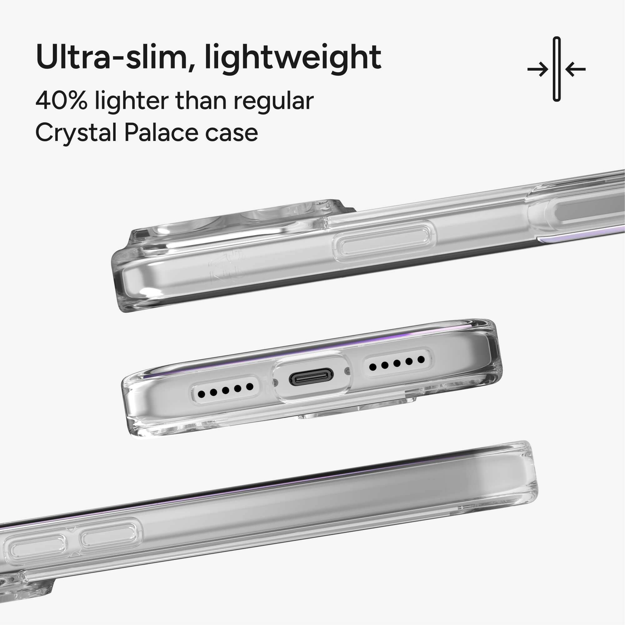 Ultra-slim, lightweight  
40% lighter than regular Crystal Palace case