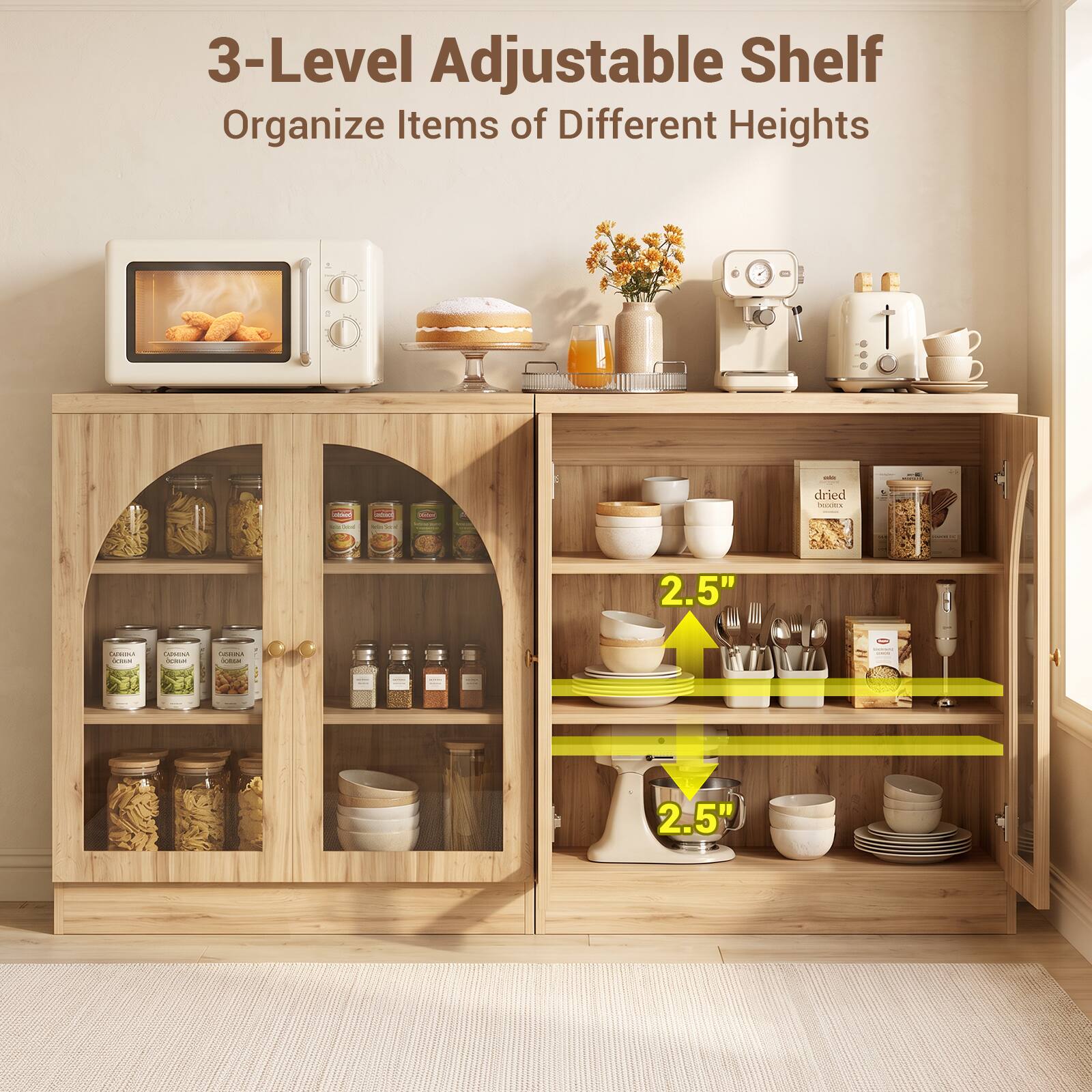 3-Level Adjustable Shelf Organize Items of Different Heights

dried boadex

Refees
2.5"
Grand
CLOMIUM 
CARTIFICA Somay
2.5"