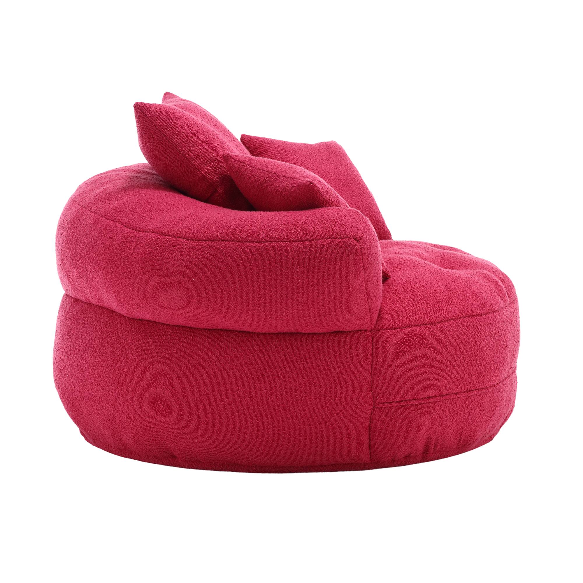 Back. GOODSILO - Chenille Fluffy Sleeper Chair - Modern Single Sofa for Living Room, Bedroom, Lounge & Projection Room - No Assembly - Rose Red.