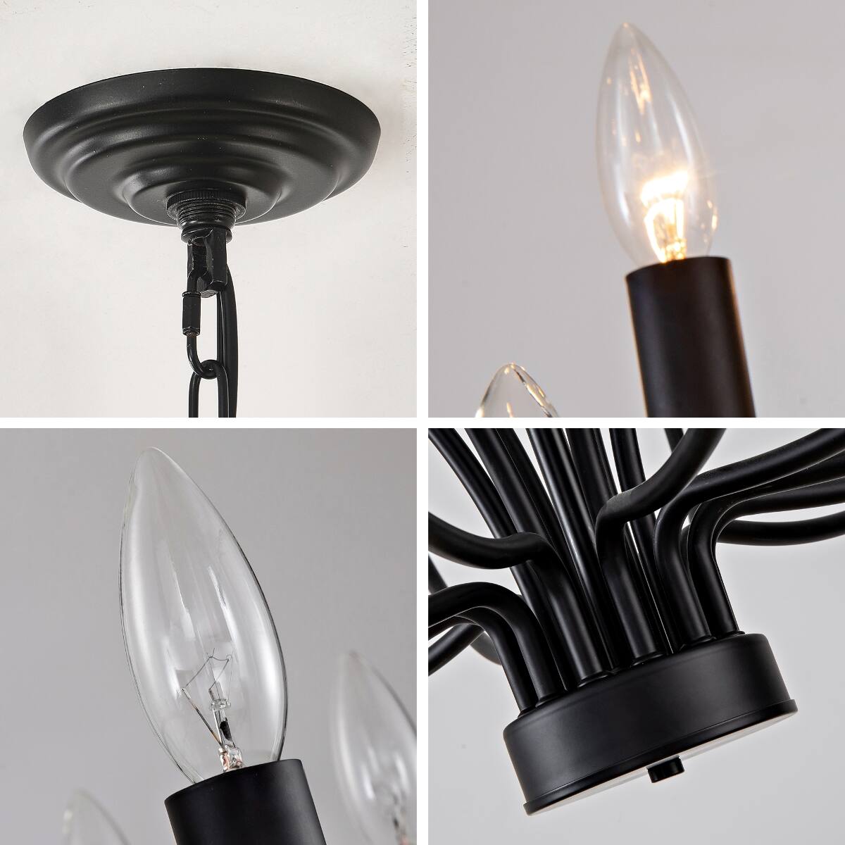 Loheer 18 Light Black Chandelier, Rustic Industrial Iron Fixture with ...