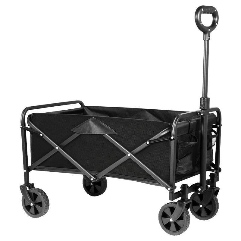 Angle. PAIHOME - Collapsible Utility Wagon with 360° Rotating Wheels, 3-in-1 Foldable Cart, 2 Storage Bags, Ideal for Camping, Grocery, O - Black.
