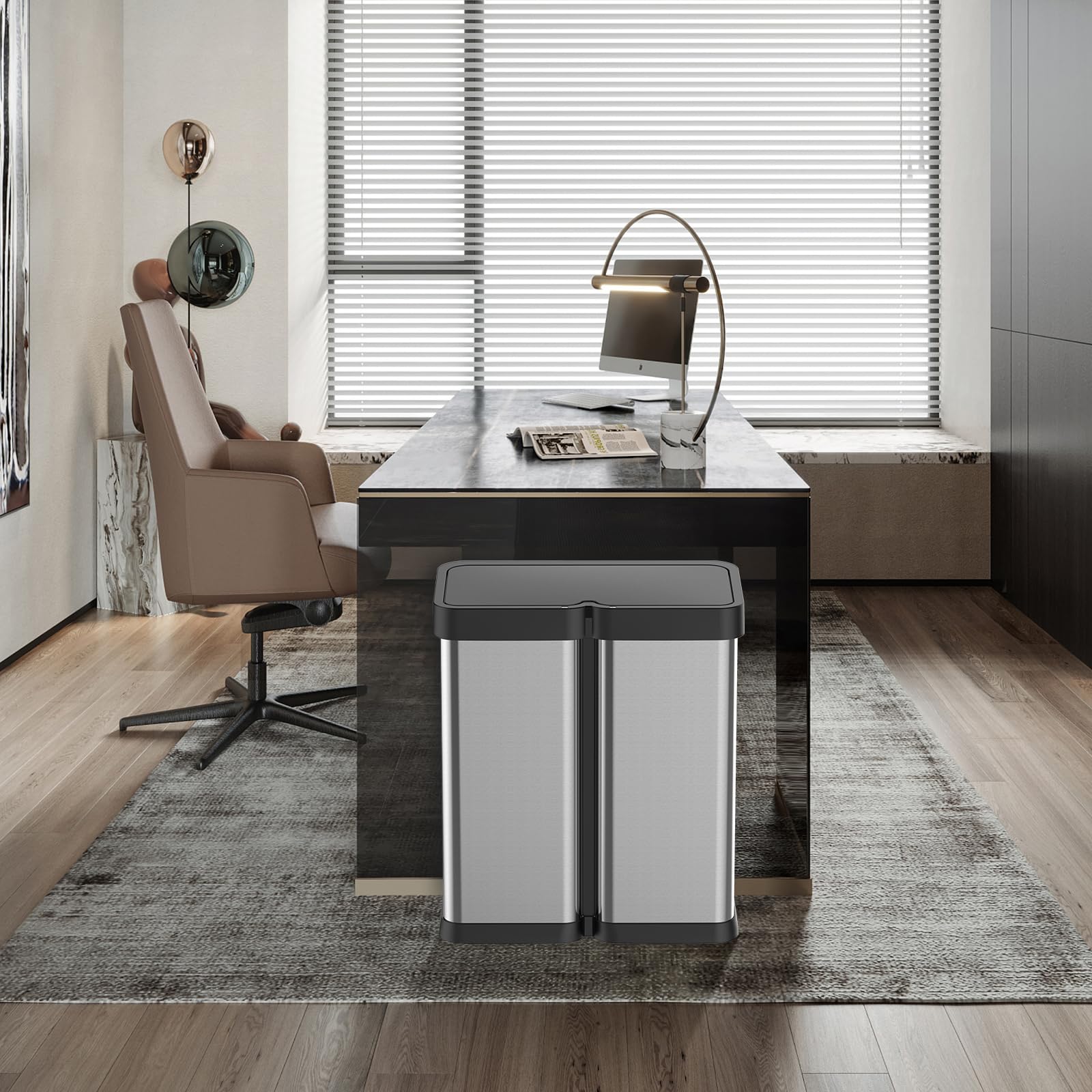 Alt View 2. Acekool - Automatic Trash Can, Touchless Stainless Steel Wastebasket, Smart Motion Sensor Rubbish Can.