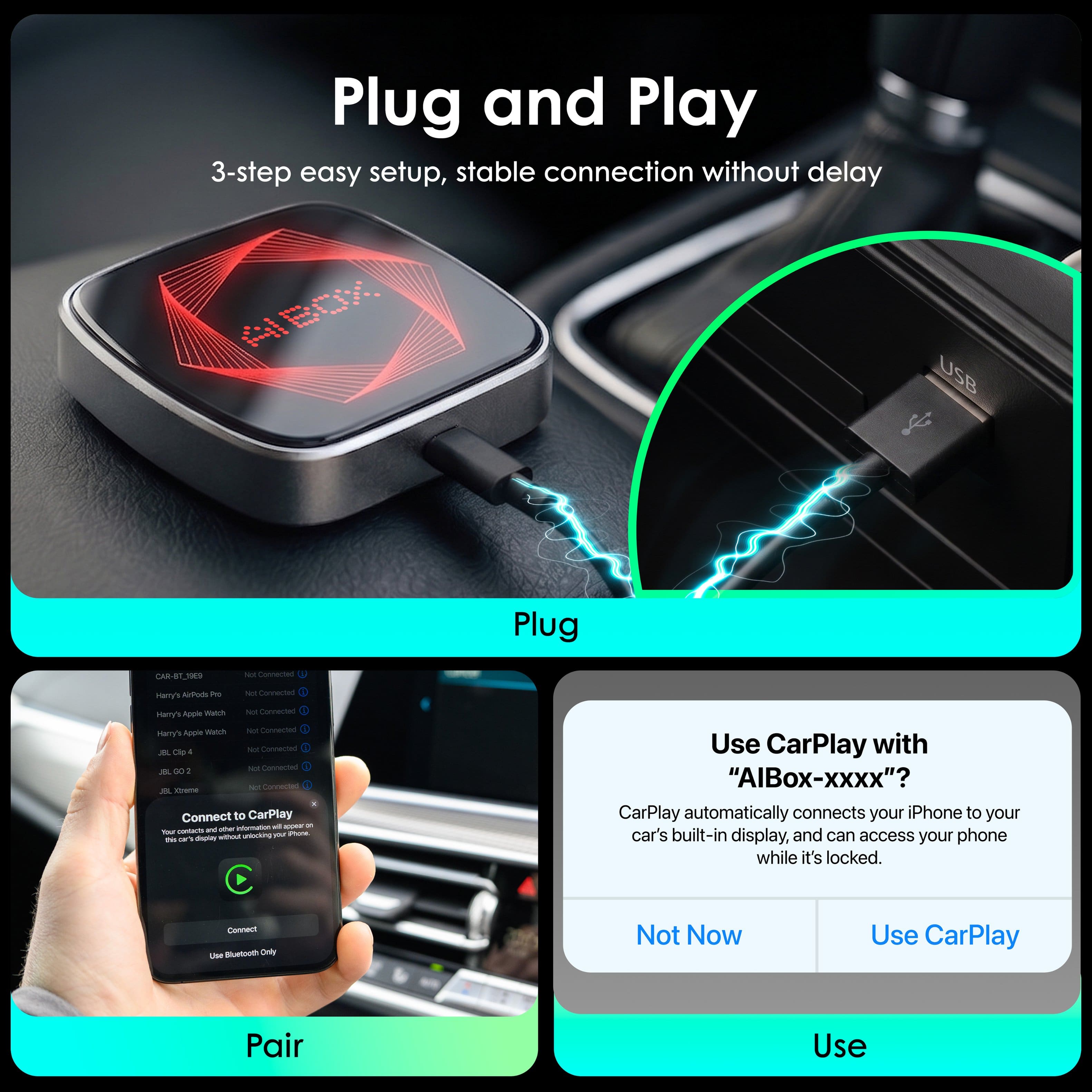 Rexing AI Box Wireless CarPlay & Android Auto Adapter with Netflix