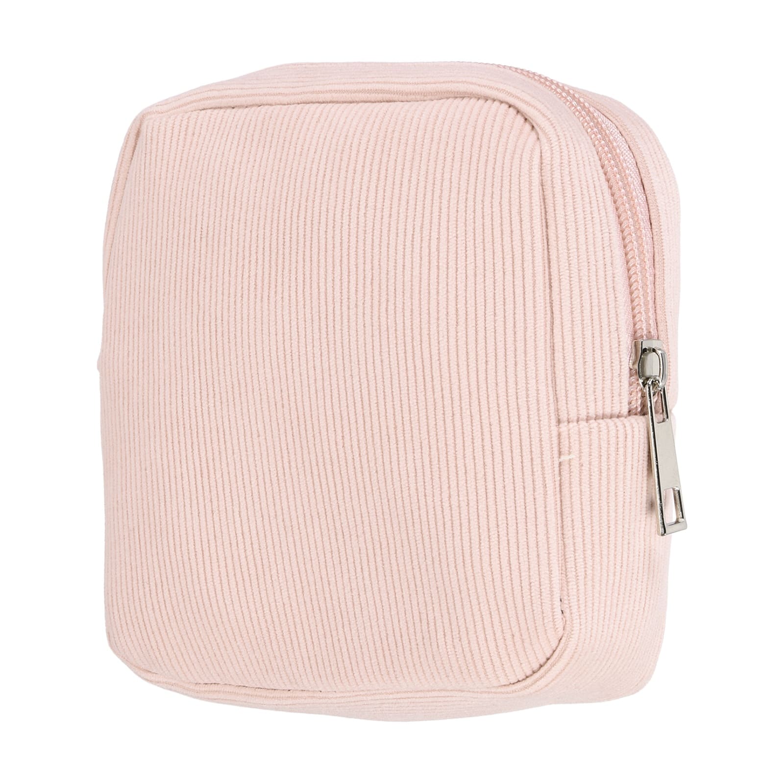 Unique Bargains - Portable Corduroy Period Bag for Women, Cute Zippered Pouch for Sanitary Towel Storage Travel - Pink