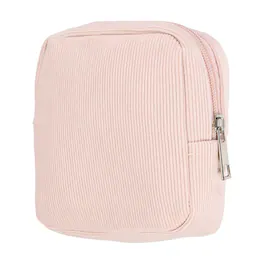 Unique Bargains - Portable Corduroy Period Bag for Women, Cute Zippered Pouch for Sanitary Towel Storage Travel - Pink