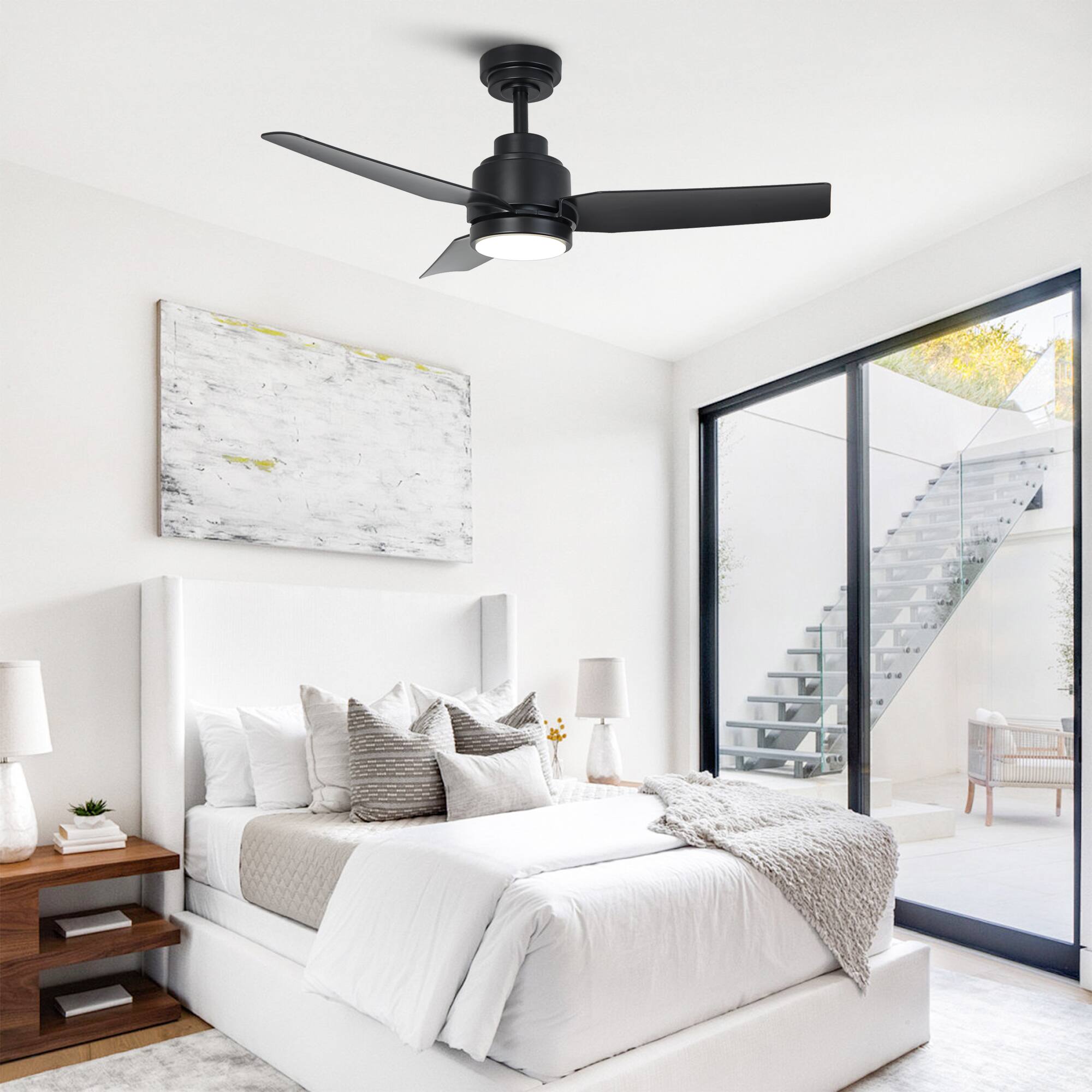 Back. Vaczon - 42" Industrial Black 3CCT Integrated LED Ceiling Fan with Remote and APP Control - Black.