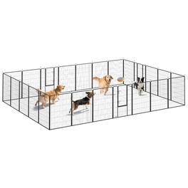Pawhut - Dog Playpen, 44.5" H 24 Panels, Puppy Exercise Pen, Lockable Door, Indoor/Outdoor, DIY Shape, Small/Medium/Large