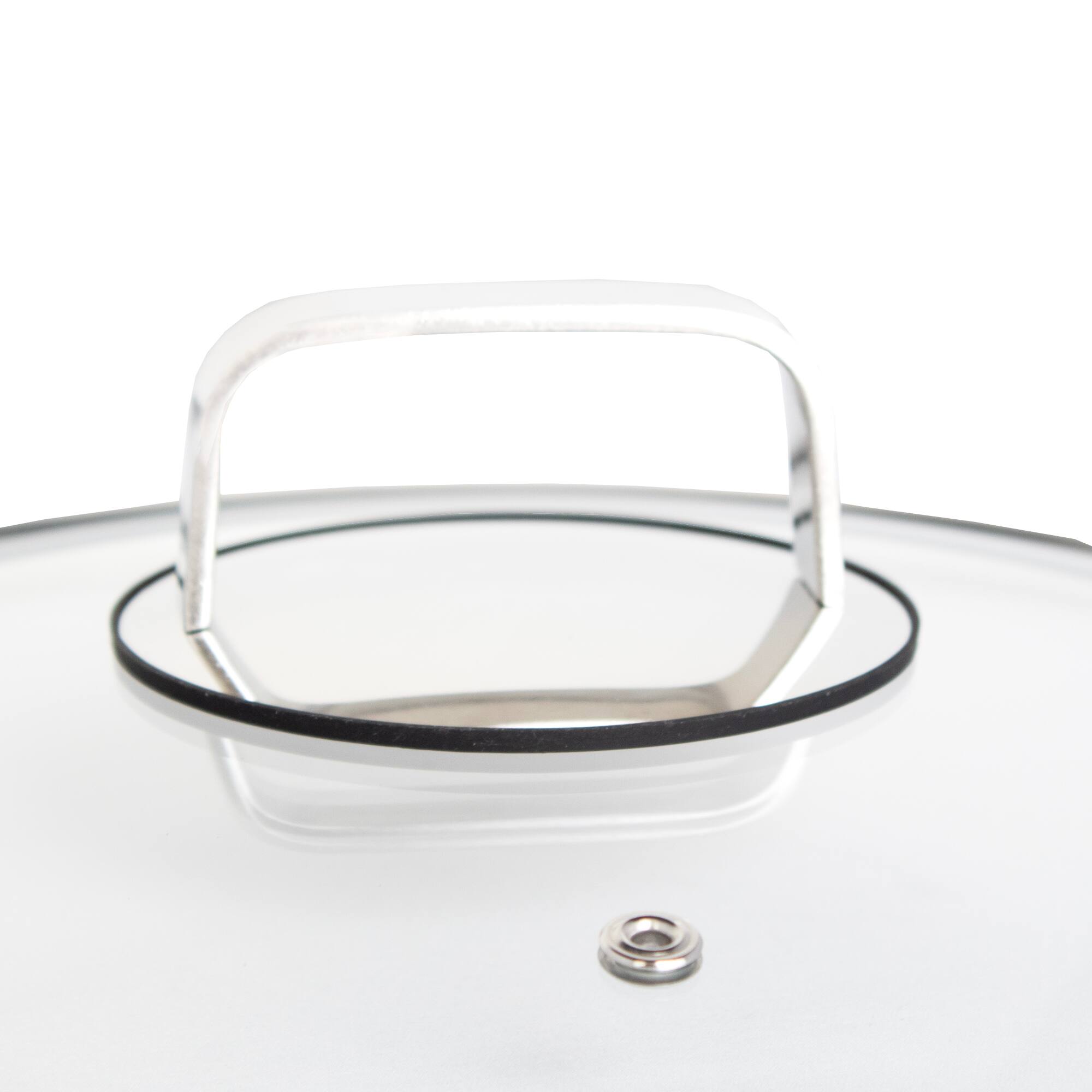 Alt View 3. Livwell Brands - DiamondClad™ 12" Tempered Glass Lid with Silicone Rim, Cool Touch Insulated Handle, Dishwasher Safe – Clear - Silver/Glass.