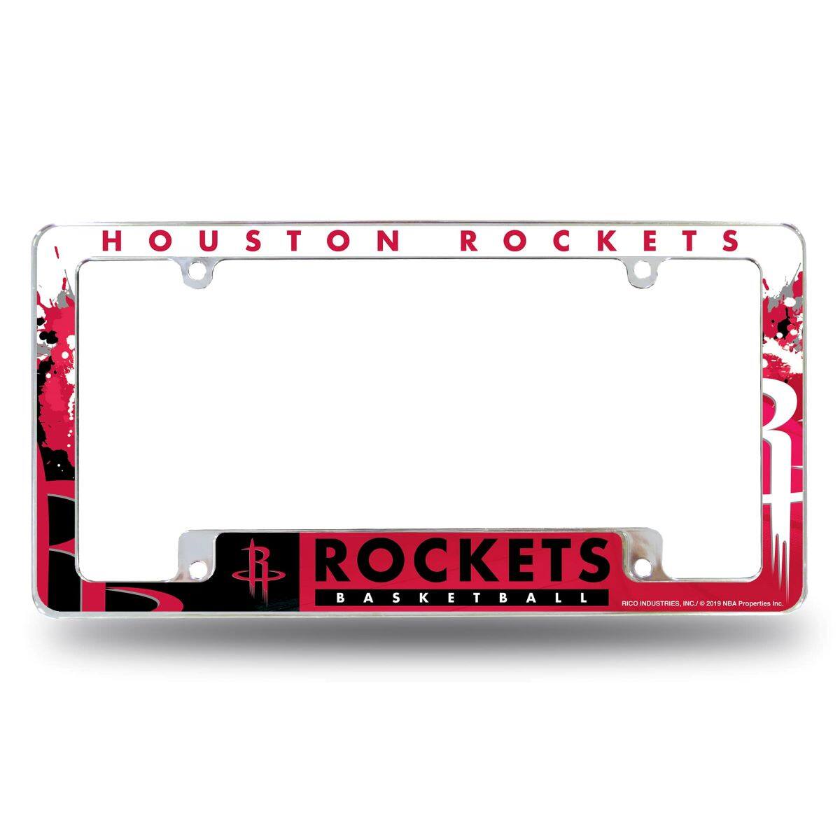 Houston Rockets NBA Chrome Metal License Plate Frame with Bold Full Frame Design