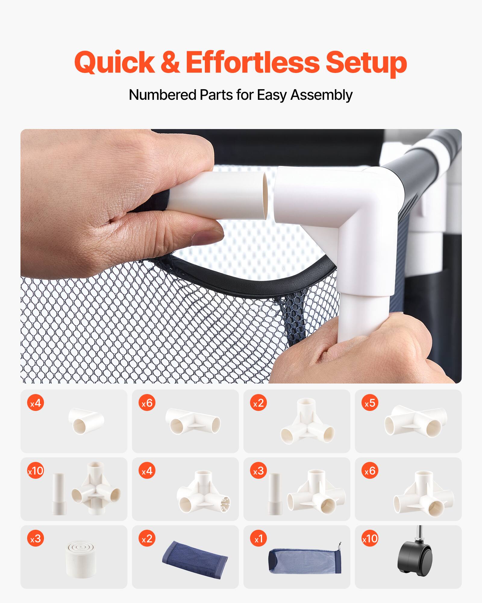 Quick & Effortless Setup  
Numbered Parts for Easy Assembly  

x4  
x6  
x2  
x5  
x10  
x4  
x3  
x6  
x3  
x2  
x1  
x10