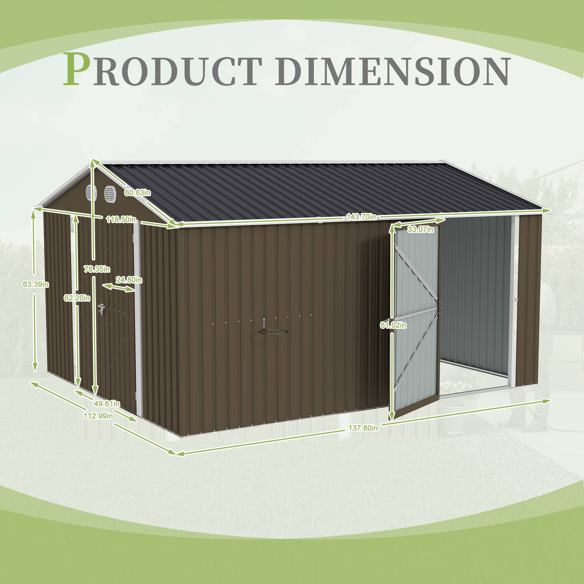 PRODUCT DIMENSION

- 60.63in
- 118.50in
- 143.70in
- 33.07in
- 63.39in
- 78.35in
- 2480in
- 62.20in
- 61.02in
- 49.61in
- 112.99in
- 137.80in