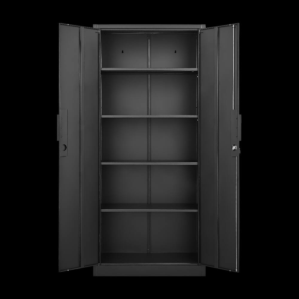Alt View 3. Loheer - Loheer 70-Inch 2-Door File Cabinet with Lock Heavy-Duty Steel Storage Cabinet 4 Adjustable Shelves for Home Office Black.