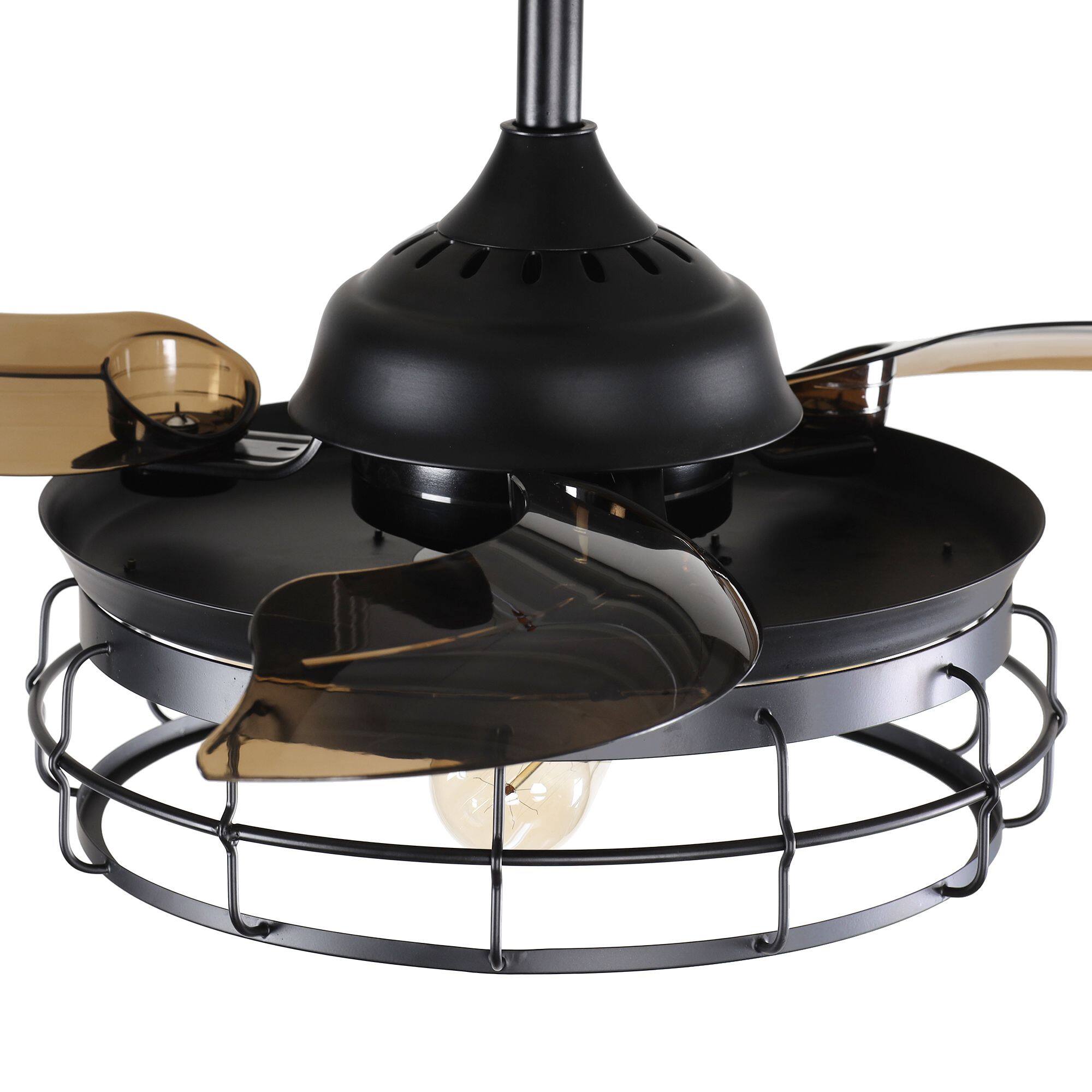 Alt View 10. Parrot Uncle - 36" Industrial Black 3-blade Ceiling Fan with Remote - Matte Black.