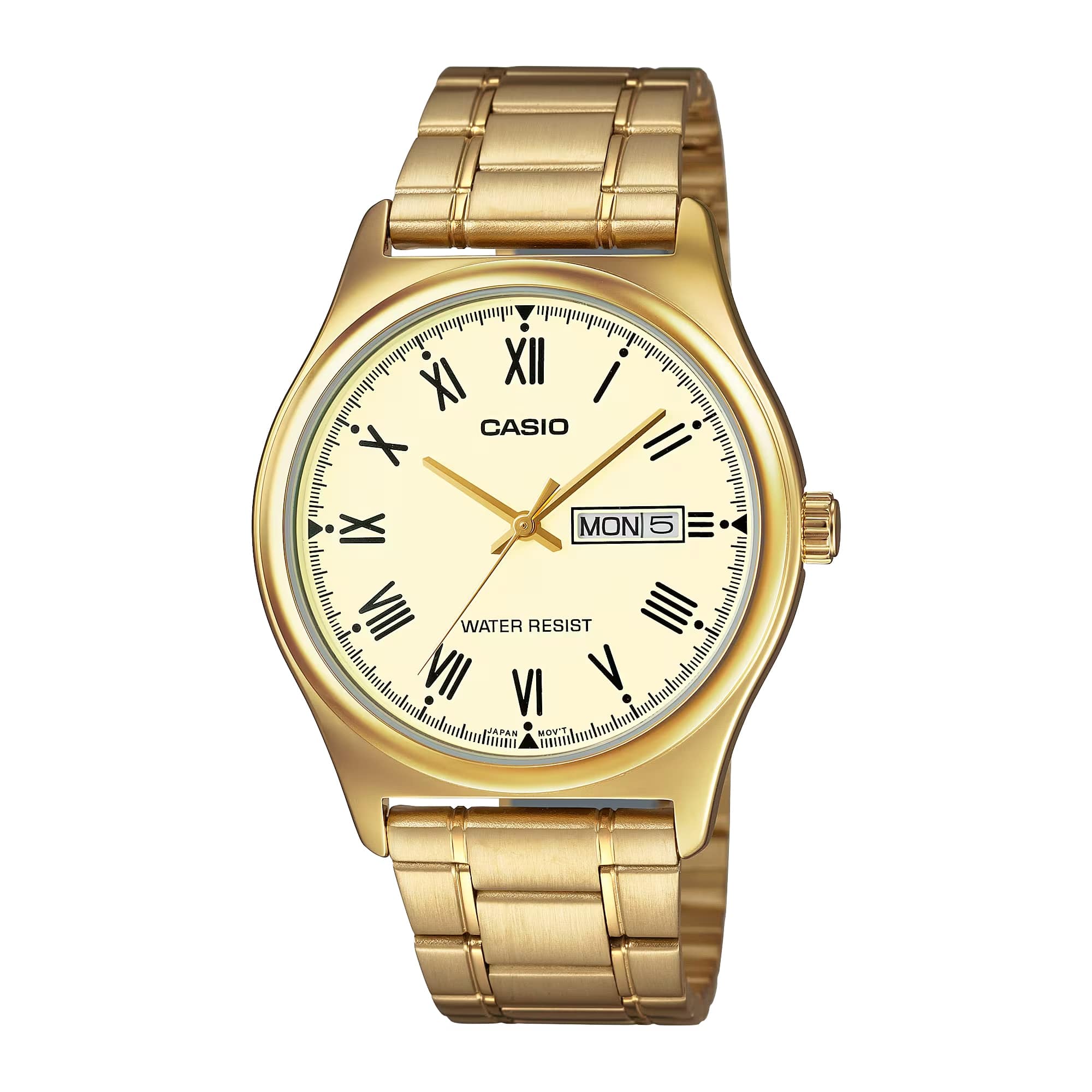 Casio - Men’s Analog Watch Roman Dial Steel Bracelet - MTP-V006G-9BUDF - Gold