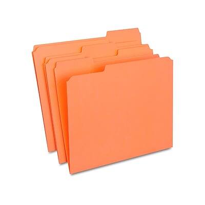 Front. Staples - Staples Reinforced File Folder, 1/3-Cut Tab, Letter Size, Orange, 100/Box (ST508929-CC) - Orange.