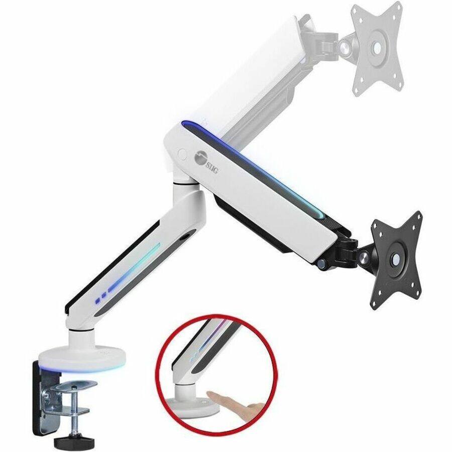 Vesa 75mm Pattern SIIG Single Monitor Arm Desk Mount with Gaming RGB Lighting 17