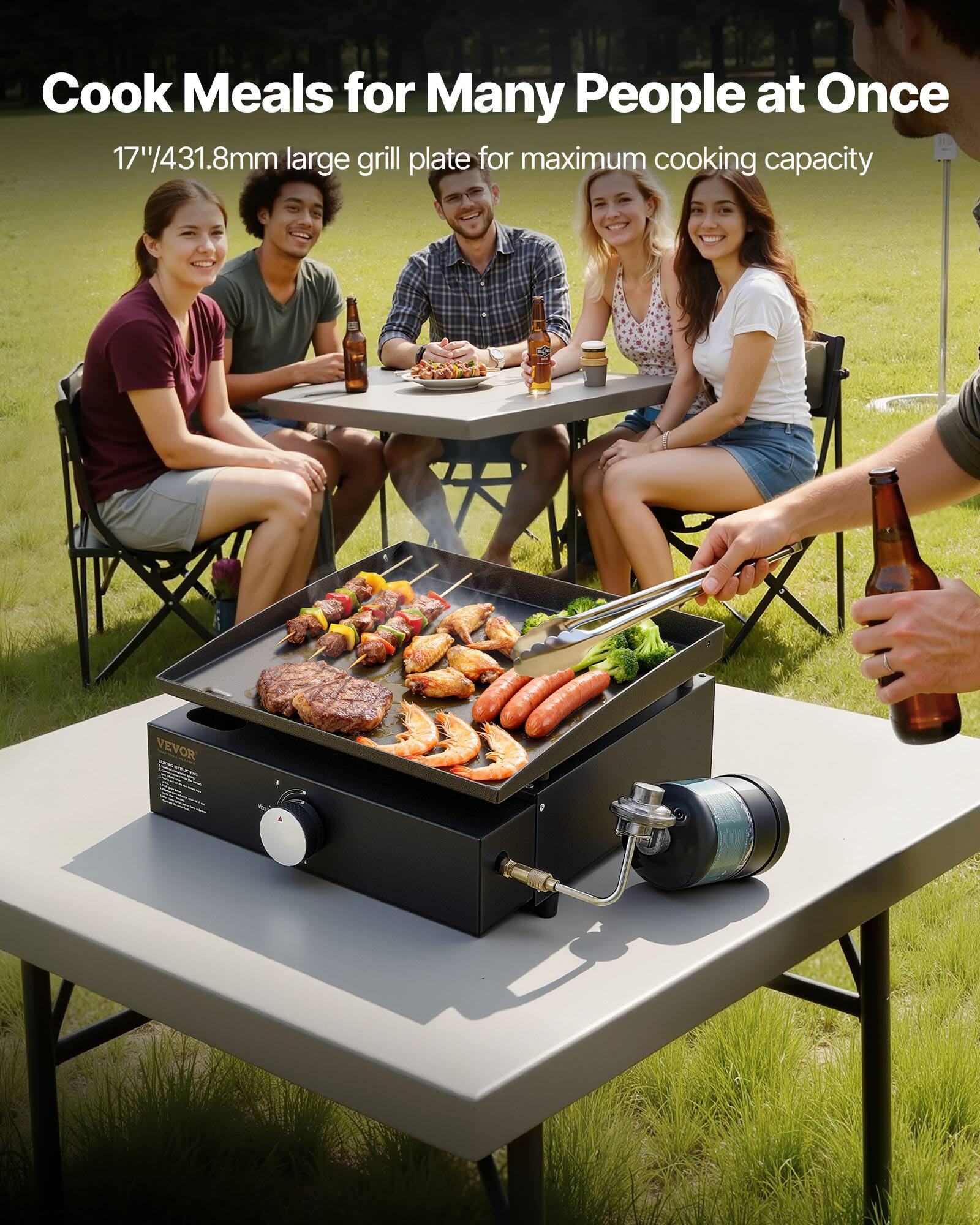 Cook Meals for Many People at Once

17"/431.8mm large grill plate for maximum cooking capacity

VEVOR