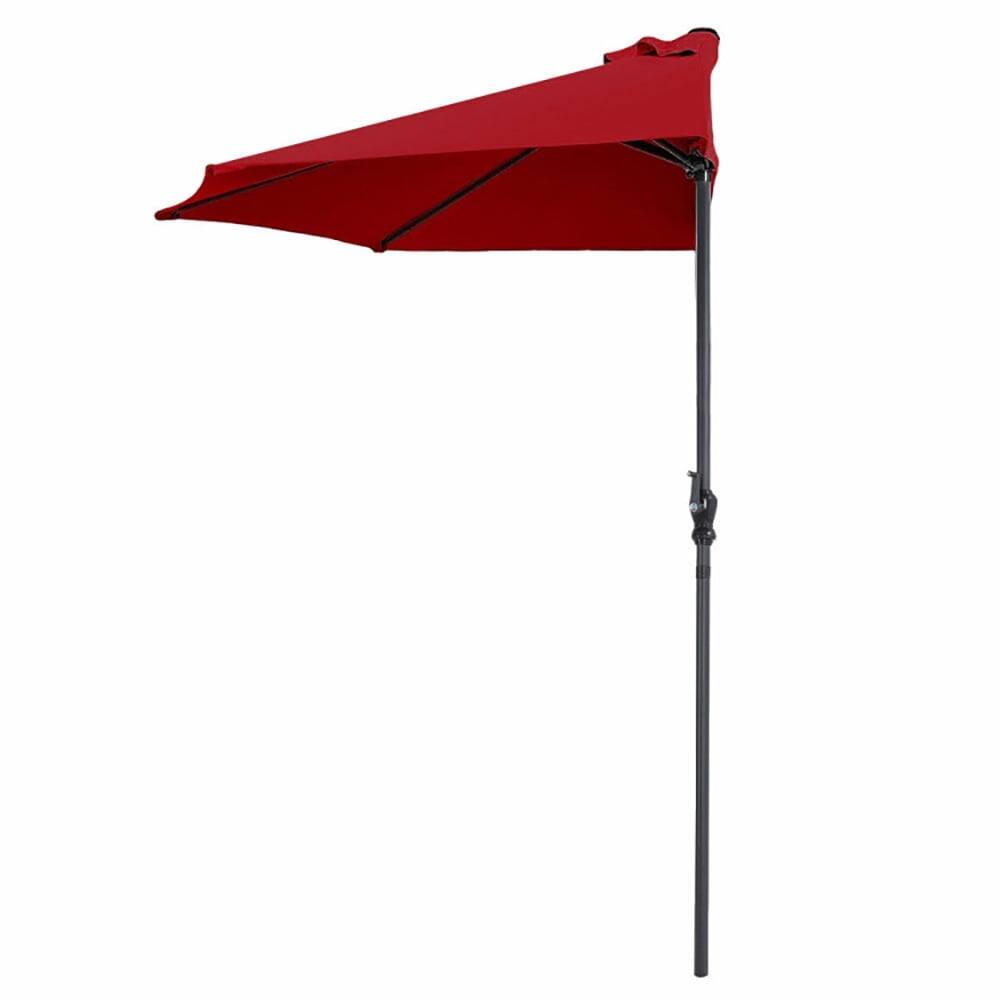 Alt View 1. Kadyn - 9Ft Patio Bistro Half Round Umbrella -Dark Red, Patio Offset Umbrella with Tilt Adjustment, Outdoor Hanging Umbrella.