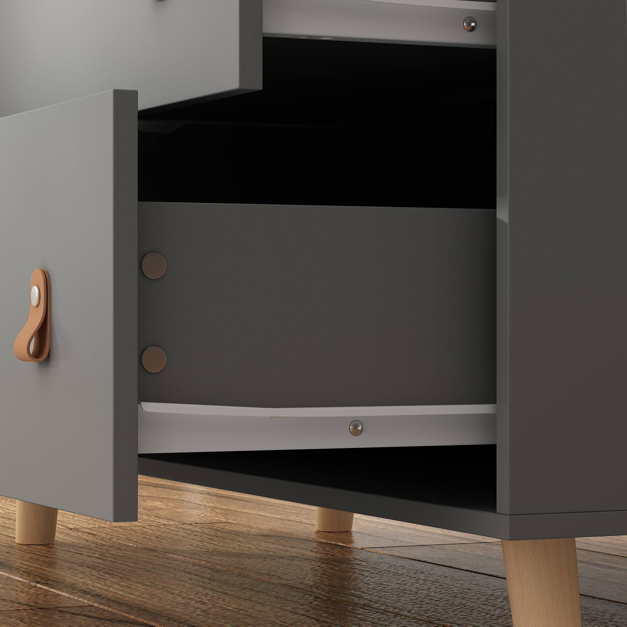 Alt View 8. FUFU & GAGA - FUFU&GAGA Steel - Frame Storage Bed: LED Lights, Multi - Drawer & Modern Style - Gray.