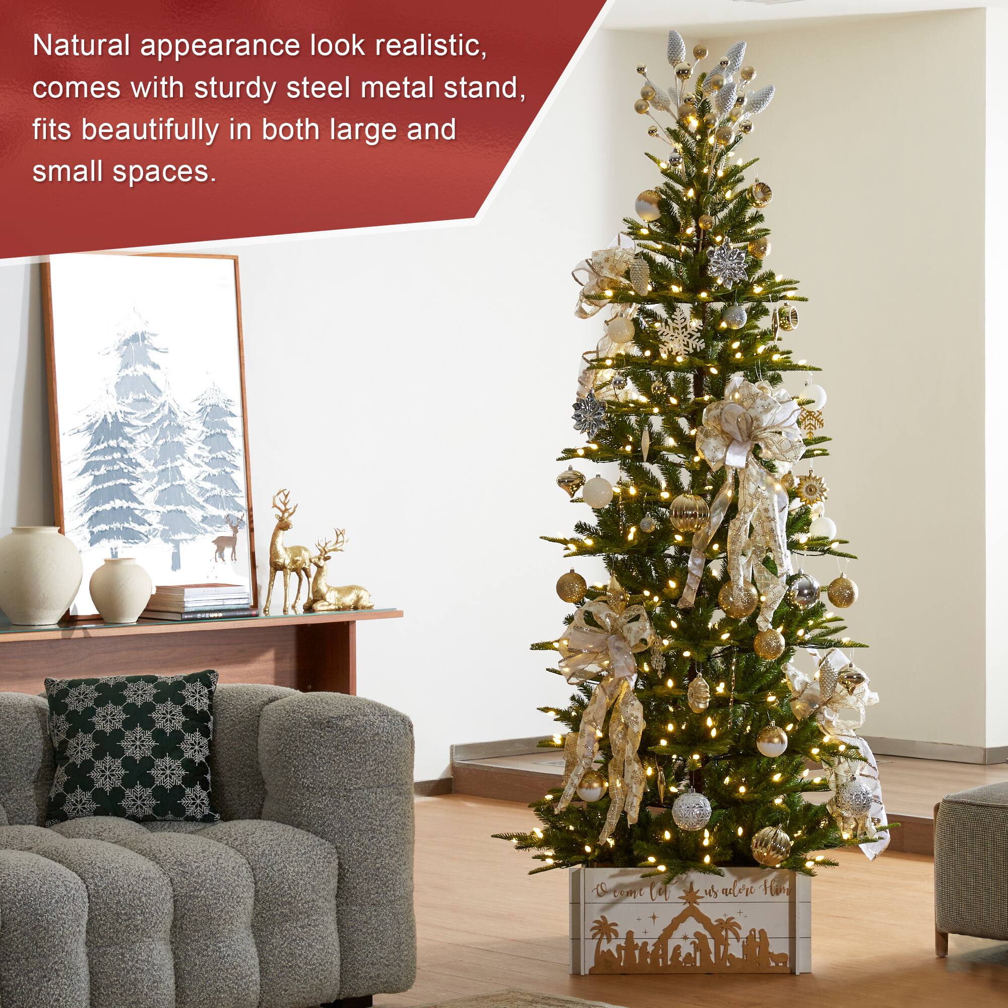 Natural appearance look realistic, comes with sturdy steel metal stand, fits beautifully in both large and small spaces.